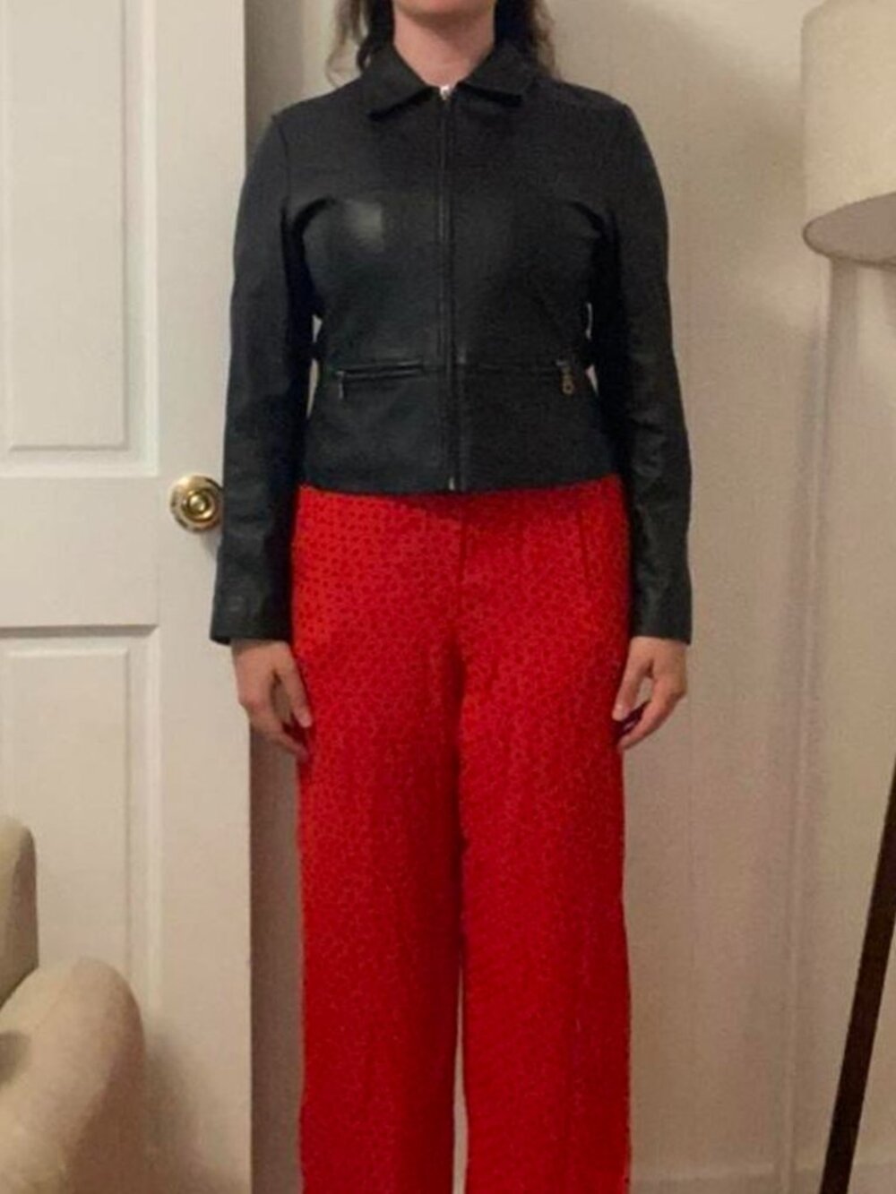 GANNI Red Polka Dot Wide Leg Viscose Pants Pajama Style EU 36 / US 6